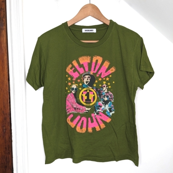 Daydreamer Tops - DAYDREAMER Elton John the One Solo Tee NEW Size S Green Boho Colorful